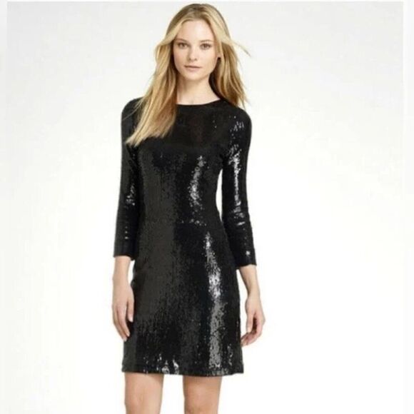 NWT Tory Burch Black Sequin Sheath Dress - Picture 1 of 9
